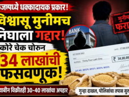 मालक उपचारासाठी बाहेर, मुनीमाने कोरे चेक वापरून 34 लाख लाटले